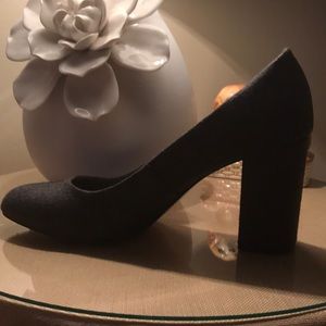 Grey Flannel block heel pumps